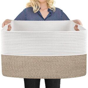 Extra Large Blanket Basket, 23.6" x 15.7" x 14.1" Rectangle Blanket Storage